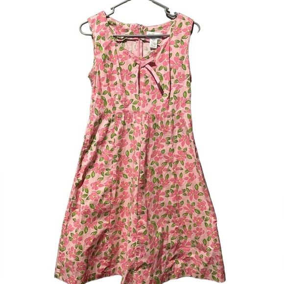 Chadwicks Dresses & Skirts - Vintage CHADWICKS sleeveless pink floral dress with cute pink bow at collar SZ 6